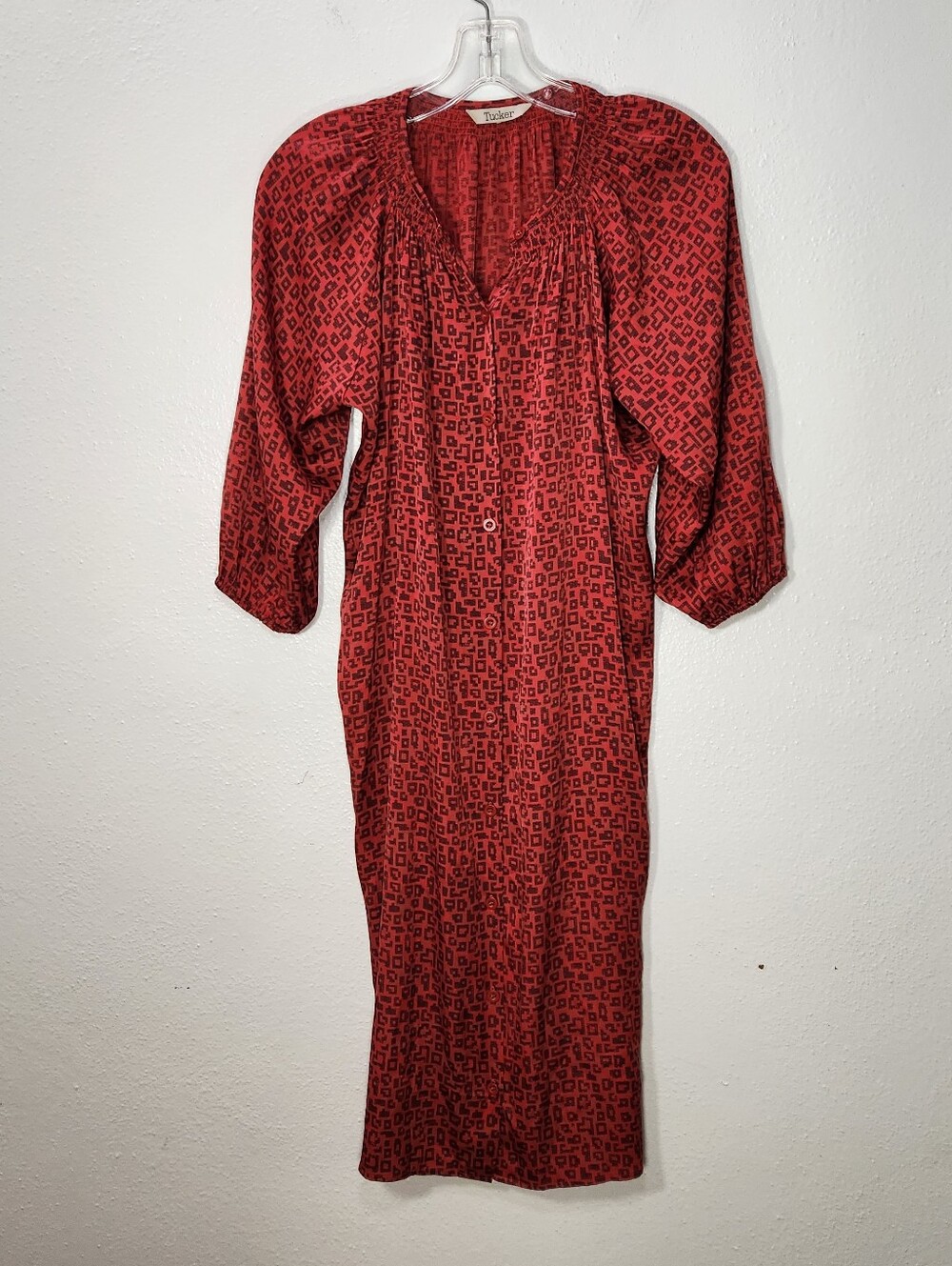 Tucker Silk Geometric Print Midi Dress Size M
